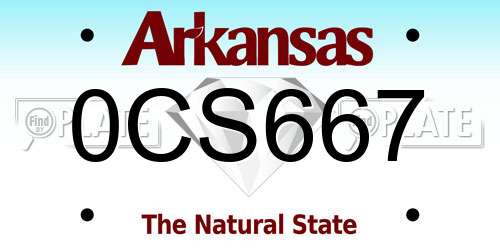 0CS667 Arkansas License Plate