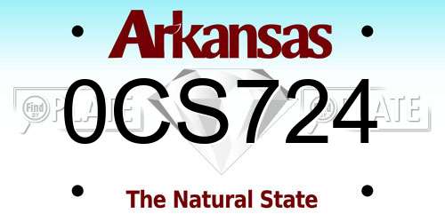 0CS724 Arkansas License Plate