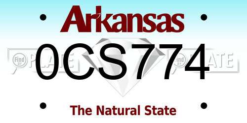 0CS774 Arkansas License Plate
