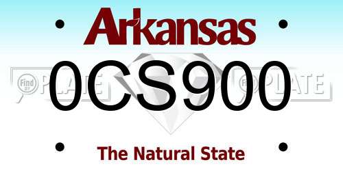 0CS900 Arkansas License Plate