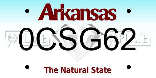 0CSG62 Arkansas License Plate