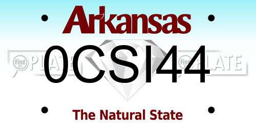 0CSI44 Arkansas License Plate