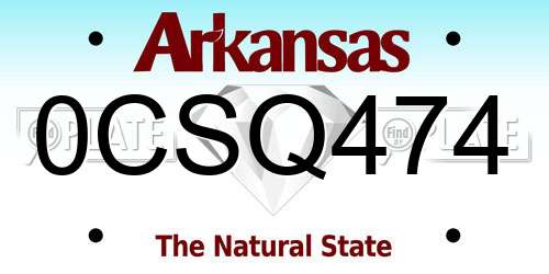 0CSQ474 Arkansas License Plate