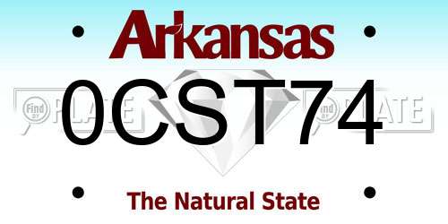 0CST74 Arkansas License Plate