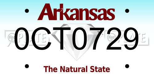 0CT0729 Arkansas License Plate