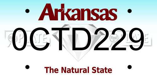 0CTD229 Arkansas License Plate