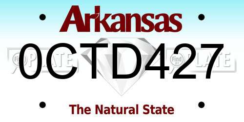 0CTD427 Arkansas License Plate