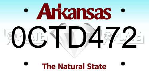 0CTD472 Arkansas License Plate