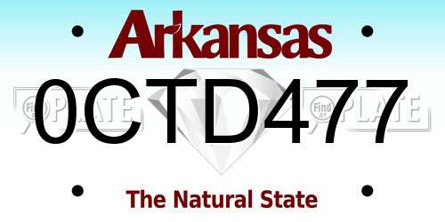 0CTD477 Arkansas License Plate