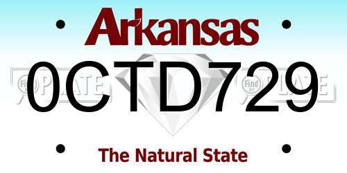 0CTD729 Arkansas License Plate