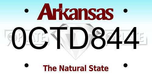 0CTD844 Arkansas License Plate