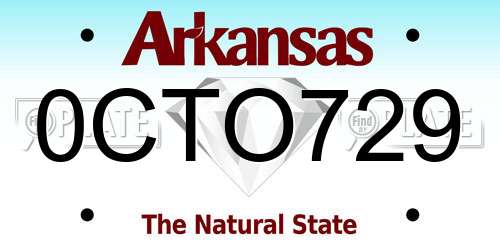 0CTO729 Arkansas License Plate