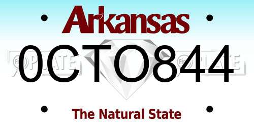 0CTO844 Arkansas License Plate