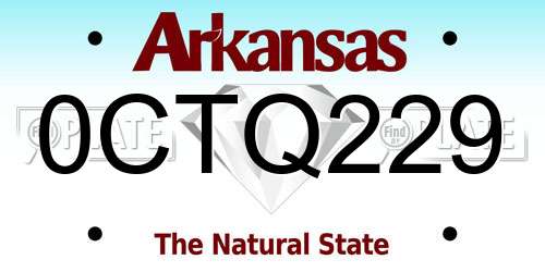0CTQ229 Arkansas License Plate