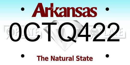 0CTQ422 Arkansas License Plate