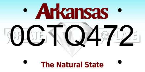 0CTQ472 Arkansas License Plate