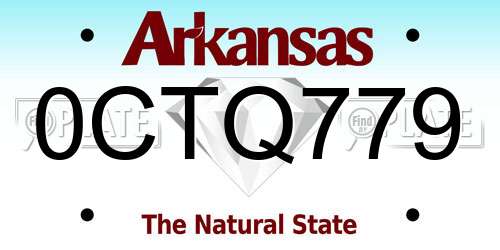 0CTQ779 Arkansas License Plate