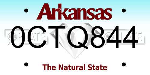 0CTQ844 Arkansas License Plate