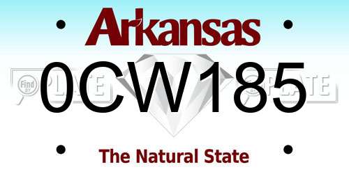 0CW185 Arkansas License Plate