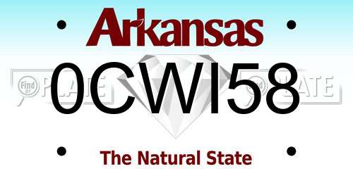 0CWI58 Arkansas License Plate