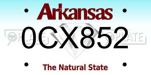 0CX852 Arkansas License Plate