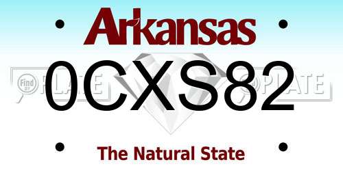 0CXS82 Arkansas License Plate