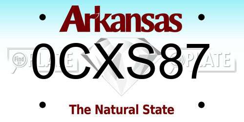 0CXS87 Arkansas License Plate
