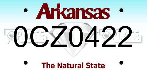 0CZ0422 Arkansas License Plate