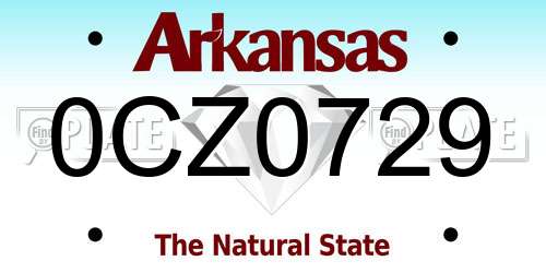 0CZ0729 Arkansas License Plate