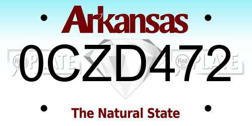 0CZD472 Arkansas License Plate