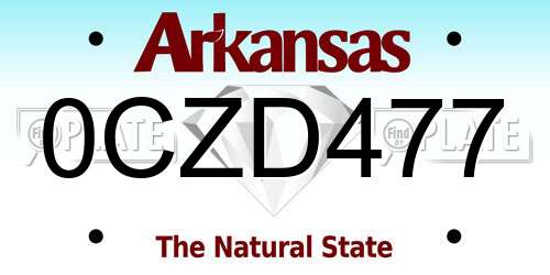 0CZD477 Arkansas License Plate