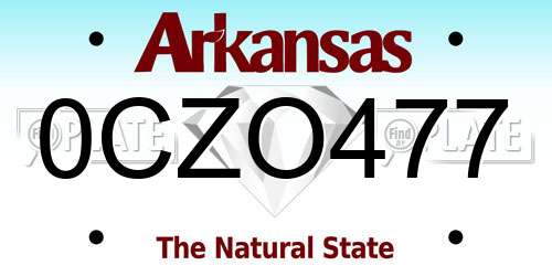 0CZO477 Arkansas License Plate