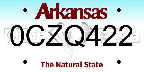 0CZQ422 Arkansas License Plate