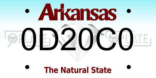 0D20C0 Arkansas License Plate