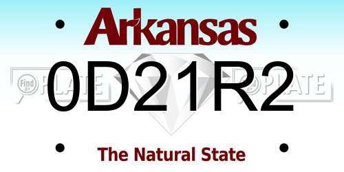 0D21R2 Arkansas License Plate