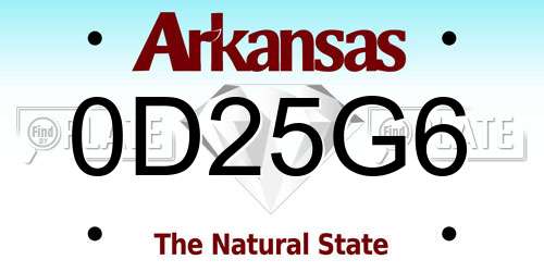 0D25G6 Arkansas License Plate