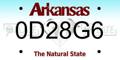 0D28G6 Arkansas License Plate