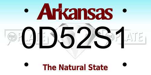 0D52S1 Arkansas License Plate