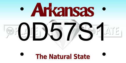 0D57S1 Arkansas License Plate