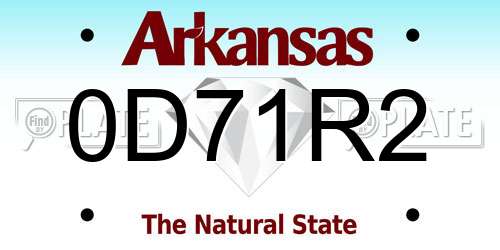 0D71R2 Arkansas License Plate