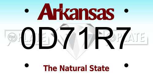 0D71R7 Arkansas License Plate
