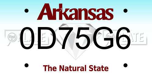 0D75G6 Arkansas License Plate
