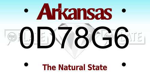 0D78G6 Arkansas License Plate