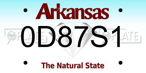 0D87S1 Arkansas License Plate