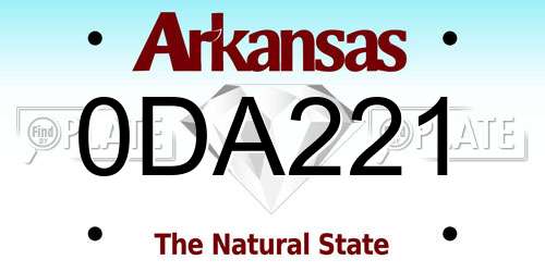 0DA221 Arkansas License Plate