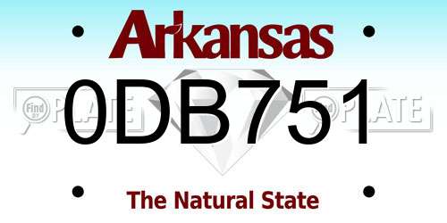 0DB751 Arkansas License Plate