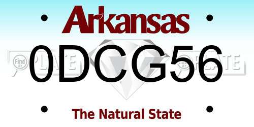0DCG56 Arkansas License Plate