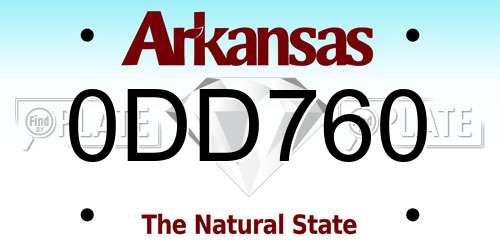 0DD760 Arkansas License Plate