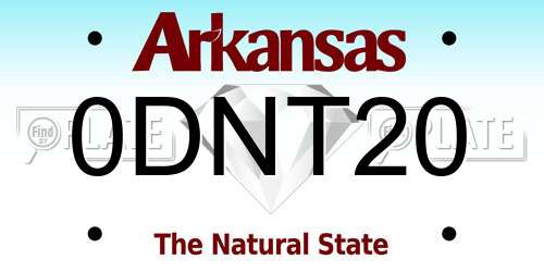 0DNT20 Arkansas License Plate