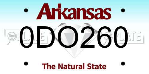 0DO260 Arkansas License Plate